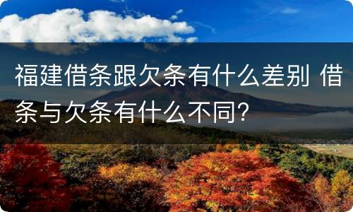 福建借条跟欠条有什么差别 借条与欠条有什么不同?