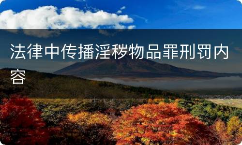 法律中传播淫秽物品罪刑罚内容