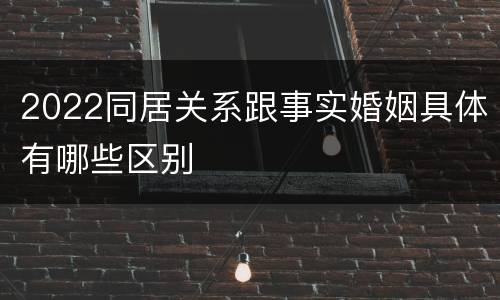 2022同居关系跟事实婚姻具体有哪些区别