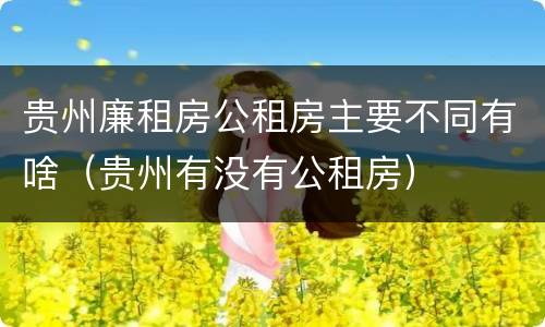 贵州廉租房公租房主要不同有啥（贵州有没有公租房）