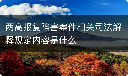 两高报复陷害案件相关司法解释规定内容是什么