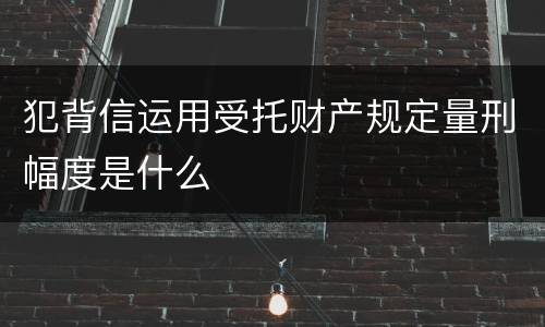 犯背信运用受托财产规定量刑幅度是什么