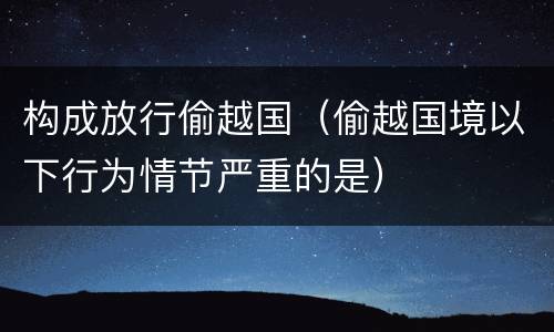 构成放行偷越国（偷越国境以下行为情节严重的是）