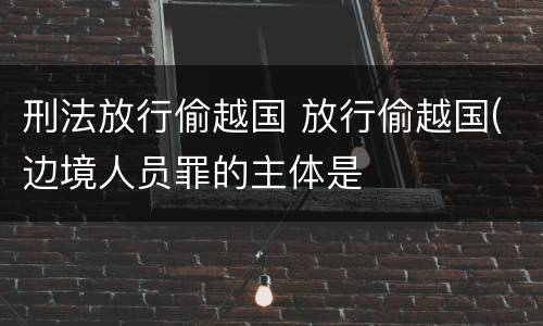 刑法放行偷越国 放行偷越国(边境人员罪的主体是