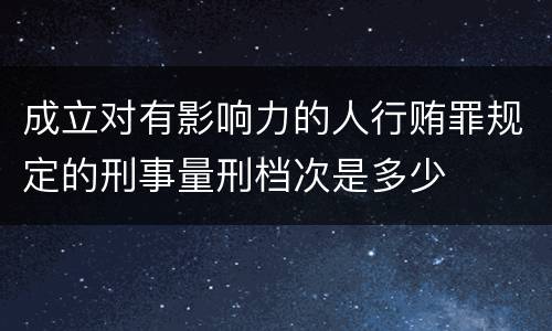 成立对有影响力的人行贿罪规定的刑事量刑档次是多少