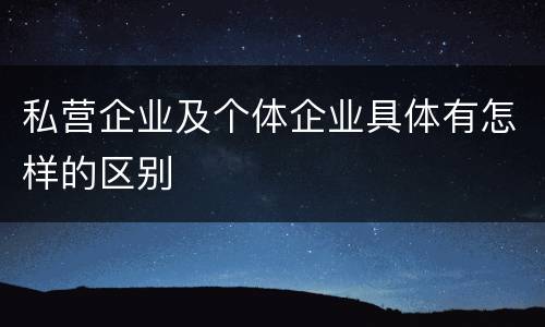 私营企业及个体企业具体有怎样的区别