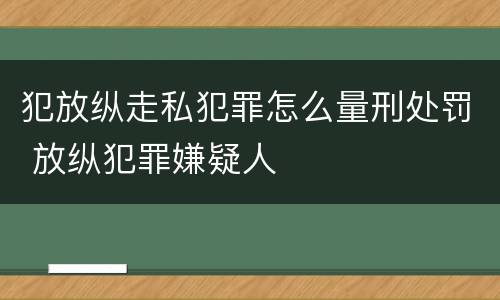犯放纵走私犯罪怎么量刑处罚 放纵犯罪嫌疑人
