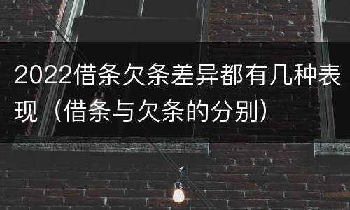 2022借条欠条差异都有几种表现（借条与欠条的分别）