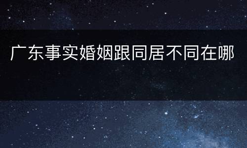 广东事实婚姻跟同居不同在哪