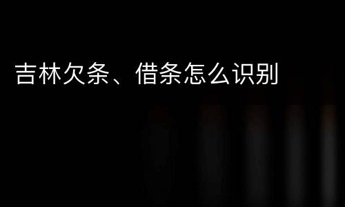吉林欠条、借条怎么识别