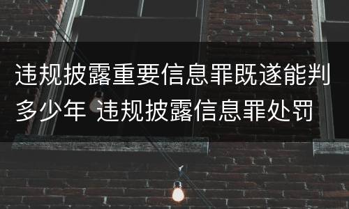 违规披露重要信息罪既遂能判多少年 违规披露信息罪处罚
