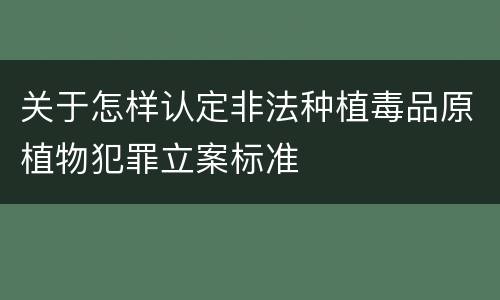 关于怎样认定非法种植毒品原植物犯罪立案标准