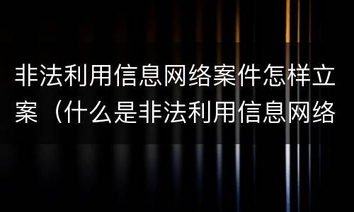 非法利用信息网络案件怎样立案（什么是非法利用信息网络案）