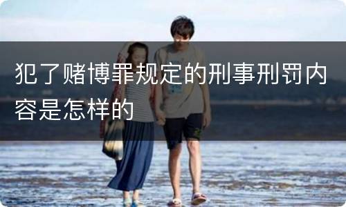 犯了赌博罪规定的刑事刑罚内容是怎样的