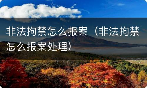 非法拘禁怎么报案（非法拘禁怎么报案处理）