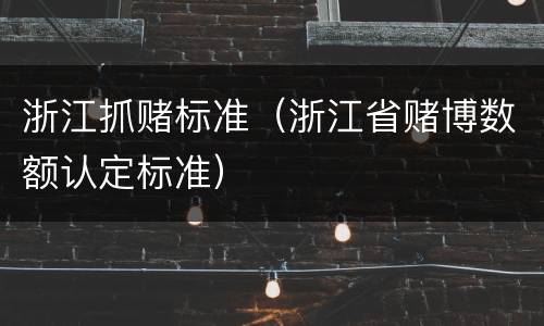 浙江抓赌标准（浙江省赌博数额认定标准）