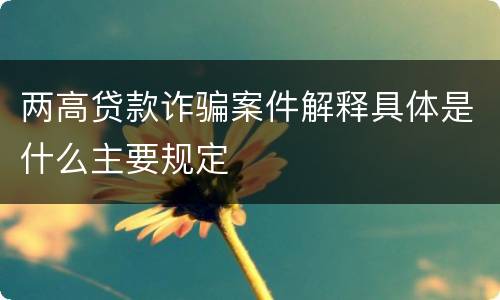 两高贷款诈骗案件解释具体是什么主要规定