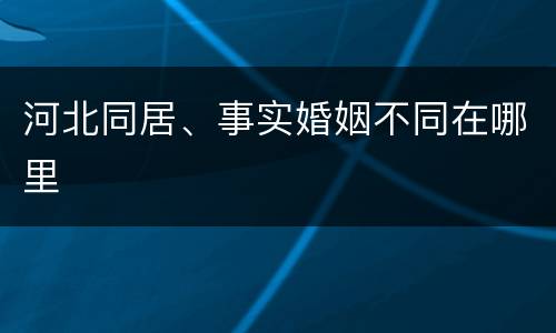 河北同居、事实婚姻不同在哪里