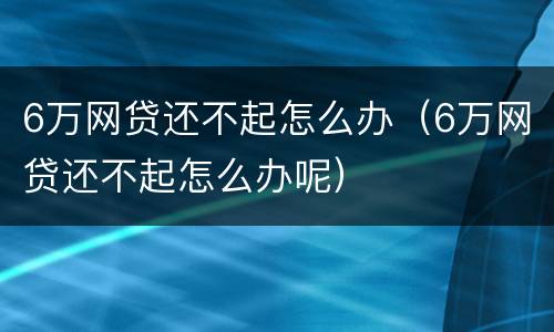 6万网贷还不起怎么办（6万网贷还不起怎么办呢）
