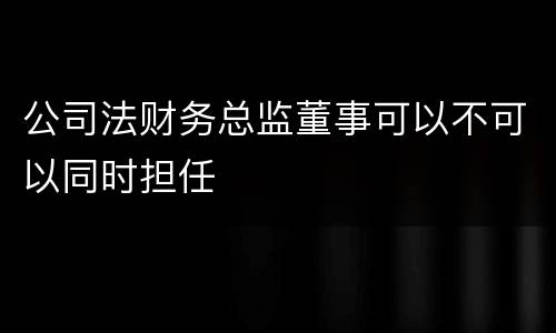 公司法财务总监董事可以不可以同时担任