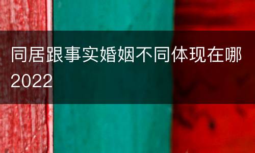 同居跟事实婚姻不同体现在哪2022
