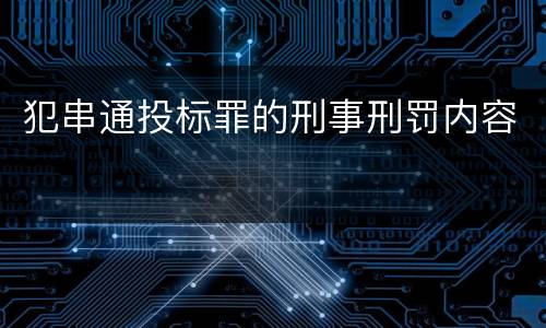 犯串通投标罪的刑事刑罚内容