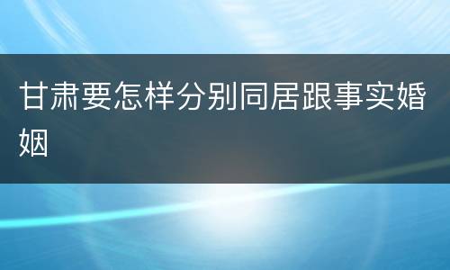 甘肃要怎样分别同居跟事实婚姻