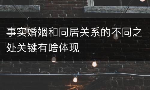 事实婚姻和同居关系的不同之处关键有啥体现