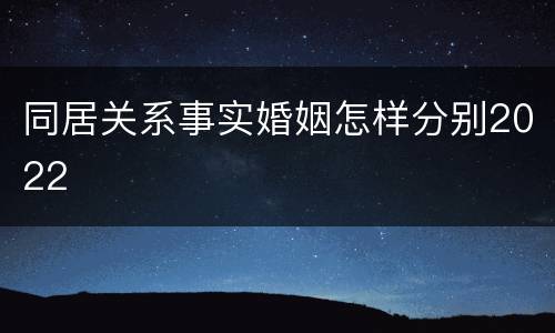 同居关系事实婚姻怎样分别2022