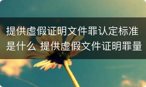 提供虚假证明文件罪认定标准是什么 提供虚假文件证明罪量刑标准
