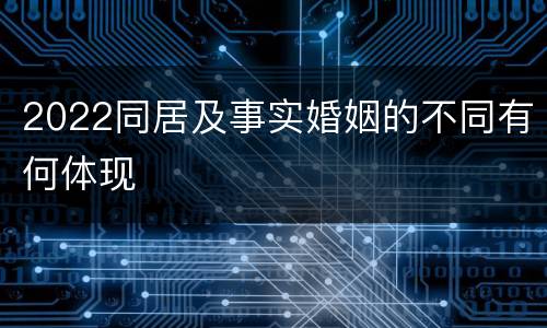 2022同居及事实婚姻的不同有何体现