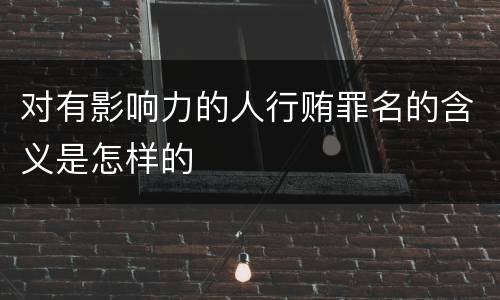 对有影响力的人行贿罪名的含义是怎样的