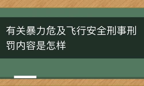 有关暴力危及飞行安全刑事刑罚内容是怎样