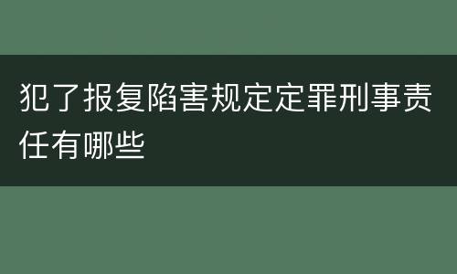 犯了报复陷害规定定罪刑事责任有哪些