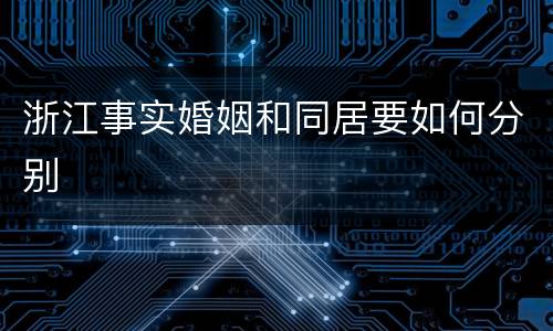 浙江事实婚姻和同居要如何分别