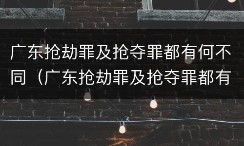 广东抢劫罪及抢夺罪都有何不同（广东抢劫罪及抢夺罪都有何不同呢）