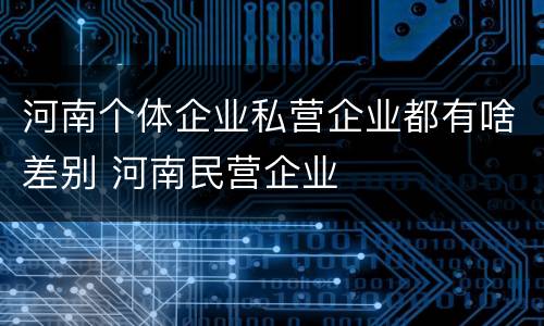 河南个体企业私营企业都有啥差别 河南民营企业