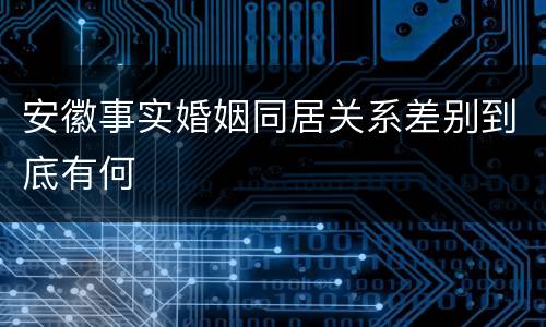 安徽事实婚姻同居关系差别到底有何