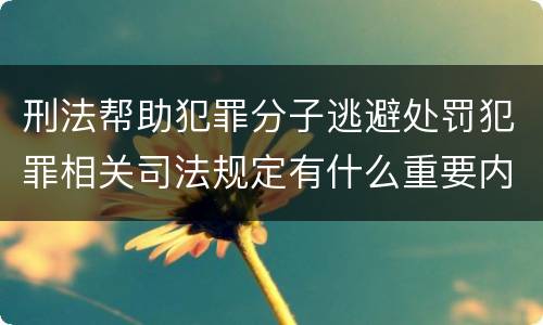 刑法帮助犯罪分子逃避处罚犯罪相关司法规定有什么重要内容
