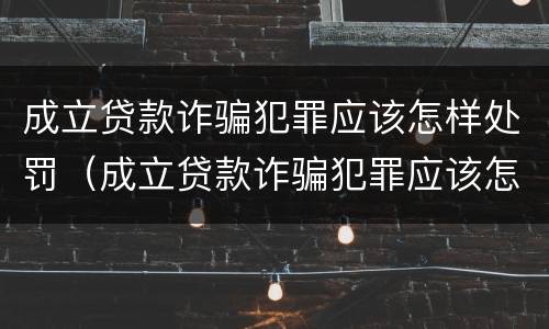 成立贷款诈骗犯罪应该怎样处罚（成立贷款诈骗犯罪应该怎样处罚呢）