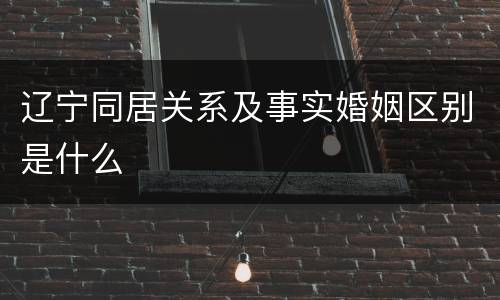 辽宁同居关系及事实婚姻区别是什么