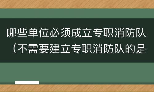 哪些单位必须成立专职消防队（不需要建立专职消防队的是什么单位）