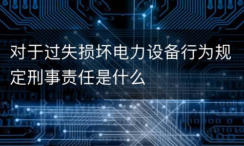对于过失损坏电力设备行为规定刑事责任是什么