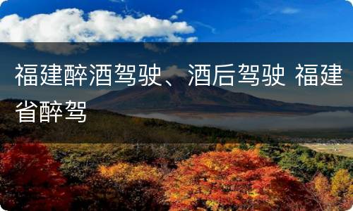 福建醉酒驾驶、酒后驾驶 福建省醉驾