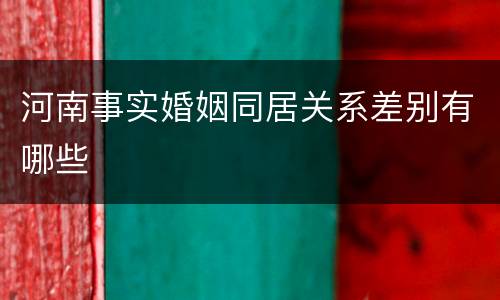 河南事实婚姻同居关系差别有哪些