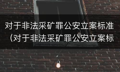对于非法采矿罪公安立案标准（对于非法采矿罪公安立案标准是）