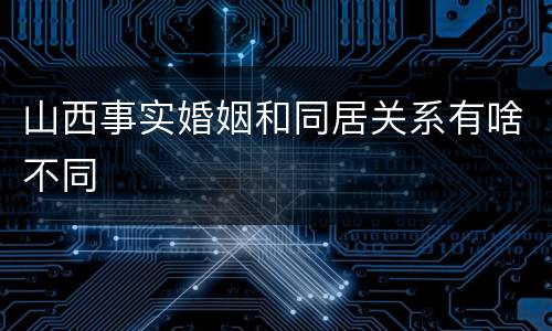 山西事实婚姻和同居关系有啥不同
