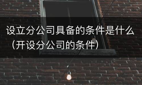 设立分公司具备的条件是什么（开设分公司的条件）