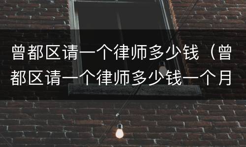 曾都区请一个律师多少钱（曾都区请一个律师多少钱一个月）
