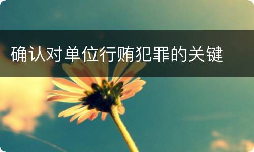 确认对单位行贿犯罪的关键